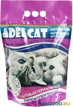 ADEL CAT наполнитель минеральный впитывающий для туалета длинношерстных кошек с ароматом океана (5 л)