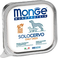 MONGE MONOPROTEIN SOLO DOG монобелковые для взрослых собак паштет с олениной  (150 гр)