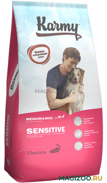 Сухой корм KARMY SENSITIVE MEDIUM & MAXI для взрослых собак средних и крупных пород с чувствительным пищеварением с лососем (14 кг)