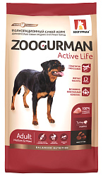ZOOGURMAN ACTIVE LIFE для активных взрослых собак средних и крупных пород с индейкой (2,2 кг)