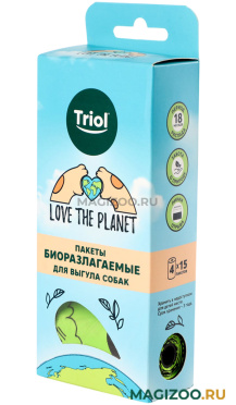 Пакеты гигиенические Triol Love The Planet биоразлагаемые для выгула собак 4 рулона х 15 шт (1 шт)