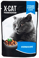 X-CAT для взрослых кошек с сельдью и форелью в соусе пауч (85 гр)