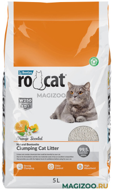 RO CAT ORANGE наполнитель комкующийся для туалета кошек с ароматом апельсина (5 л)
