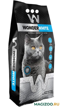 WONDER WHITE CARBON EFFECT наполнитель комкующийся для туалета кошек с активированным углем без запаха (5 кг УЦ)
