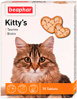 Лакомство BEAPHAR KITTY’S + TAURINE-BIOTIN для кошек витаминизированное с таурином и биотином (75 шт)