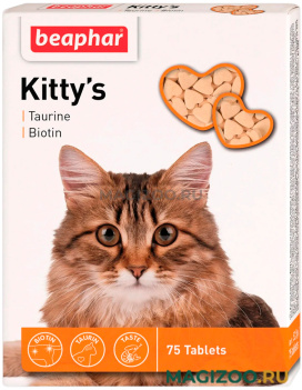 Лакомство BEAPHAR KITTY’S + TAURINE-BIOTIN для кошек витаминизированное с таурином и биотином (75 шт)