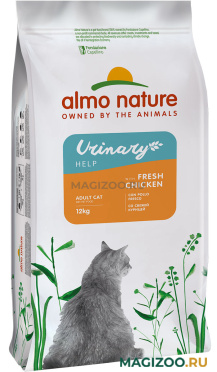 Сухой корм ALMO NATURE HOLISTIC URINARY HELP FRESH CHICKEN для взрослых кошек для профилактики мочекаменной болезни со свежей курицей (12 кг) 