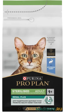 Сухой корм PRO PLAN STERILISED RENAL PLUS для взрослых стерилизованных кошек и кастрированных котов с кроликом (1,5 кг)