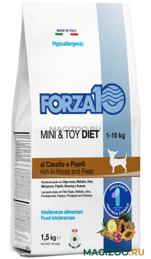 Сухой корм FORZA10 DOG MINI DIET монобелковый для взрослых собак маленьких пород при аллергии с кониной и горохом (1,5 кг)