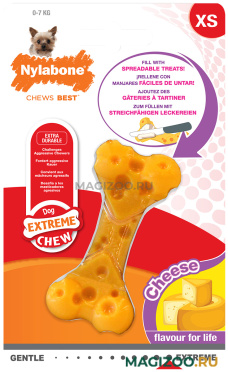Игрушка для собак Nylabone Dura Chew Cheese Bone косточка экстра-жесткая с ароматом сыра XS (1 шт)