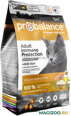 Сухой корм PROBALANCE CAT IMMUNO для взрослых кошек с курицей и индейкой (0,4 кг)
