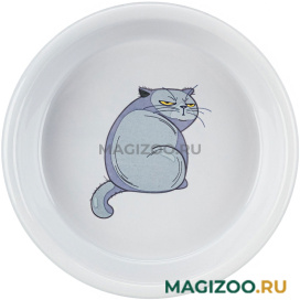 Миска керамическая для кошек Trixie с рисунком Кот серая 0,25 л (1 шт)