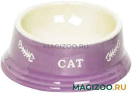 Миска керамическая Nobby для кошек с рисунком CAT фиолетовая 140 мл (1 шт)