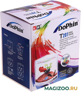 Аквариум Dophin T201 пластик 1,4 л трехцветная подсветка (1 шт)