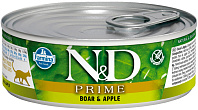 FARMINA CAT N&D PRIME BOAR & APPLE беззерновые для взрослых кошек с кабаном и яблоком (80 гр)