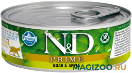 Влажный корм (консервы) FARMINA CAT N&D PRIME BOAR & APPLE беззерновые для взрослых кошек с кабаном и яблоком (80 гр)
