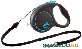 FLEXI BLACK DESIGN CORD тросовый поводок рулетка для животных 5 м размер S голубой (1 шт)