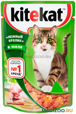 Влажный корм (консервы) KITEKAT для взрослых кошек с нежным кроликом в желе пауч (85 гр)