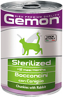 GEMON CAT STERILISED для кастрированных котов и стерилизованных кошек с кусочками кролика  (415 гр)