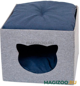 Домик пуфик для кошек Дарэлл Navy рогожка 35 х 35 х 30 см (1 шт)