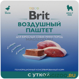 Влажный корм (консервы) BRIT для взрослых собак маленьких пород паштет с уткой (100 гр)