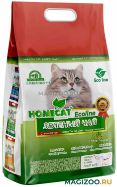 HOMECAT ЭКОЛАЙН ЗЕЛЕНЫЙ ЧАЙ наполнитель комкующийся для туалета кошек (18 л УЦ)