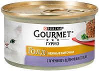 GOURMET GOLD НЕЖНЫЕ БИТОЧКИ для взрослых кошек с ягненком и зеленой фасолью (85 гр)