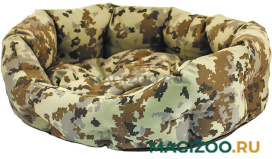 Лежак для собак и кошек Дарэленд Хантер Медведь № 4 овальный пухлый с подушкой камуфляж 75 х 60 х 22 см (1 шт)