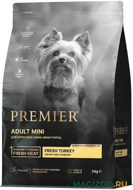 Сухой корм PREMIER LOW GRAIN DOG ADULT MINI TURKEY низкозерновой для взрослых собак маленьких пород с индейкой (3 кг)