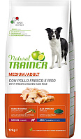 TRAINER NATURAL MEDIUM ADULT CHICKEN & RICE для взрослых собак средних пород с курицей и рисом (12 кг)