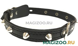Ошейник для собак кожаный с фурнитурой, черный, шир. 30 мм, ZooMaster (45 см)