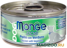 Влажный корм (консервы) MONGE NATURAL DOG для взрослых собак с курицей и овощами (95 гр)
