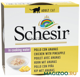 Влажный корм (консервы) SCHESIR CAT CHICKEN & ANANAS для взрослых кошек с цыпленком и ананасом в собственном соку (75 гр)