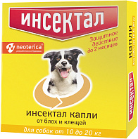ИНСЕКТАЛ капли для взрослых собак весом от 10 до 20 кг против клещей и блох (1 пипетка)
