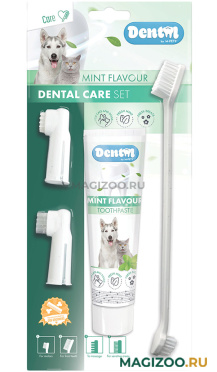 Набор для ухода за зубами собак и кошек M-Pets Dental Care Set со вкусом мяты (1 шт)