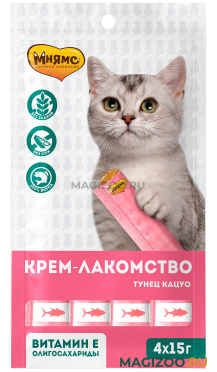 Лакомство МНЯМС для кошек крем с тунцом Кацуо (4 шт)