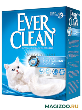 EVER CLEAN EXTRA STRONG CLUMPIN UNSCENTED наполнитель комкующийся для туалета кошек без ароматизатора голубая полоска (10 л)