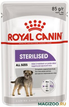Влажный корм (консервы) ROYAL CANIN STERILISED ADULT для кастрированных и стерилизованных взрослых собак всех пород паштет пауч (85 гр)