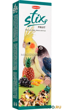 PADOVAN STIX FRUIT PARROCCHETTI палочки лакомство для средних попугаев с фруктами 2 х 50 гр (1 шт)