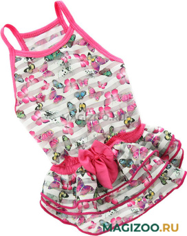 FOR MY DOGS платье для собак Бабочки розовое 413SS-2019 (16) 