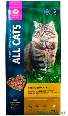 Сухой корм ALL CATS для взрослых кастрированных котов и стерилизованных кошек с курицей (13 кг)