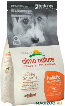Сухой корм ALMO NATURE ADULT DOG SMALL & SALMON для взрослых собак маленьких пород с лососем (0,4 кг)