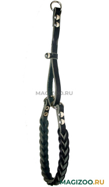Ошейник-удавка для собак кожаный плетеный черный 8 мм Аркон (1 шт) 