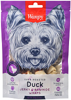 Лакомство WANPY DOG для собак кости из сыромятной кожи с утиным мясом (100 гр)