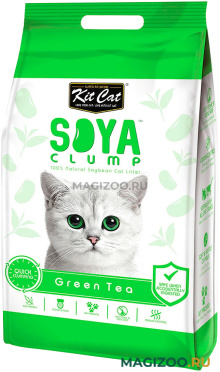 KIT CAT SOYA CLUMP GREEN TEA наполнитель соевый биоразлагаемый комкующийся для туалета кошек с ароматом зеленого чая (7 л)