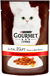 GOURMET A LA CARTE для взрослых кошек с говядиной, морковью, томатом и цукини а-ля жардинье пауч (85 гр) 