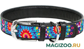 Ошейник кожаный для собак Цветы черный 12 мм 21 – 29 см Collar WauDog Design (1 шт)