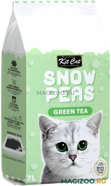 KIT CAT SNOW PEAS GREEN TEA наполнитель комкующийся биоразлагаемый на основе горохового шрота для туалета кошек с ароматом зеленого чая (7 л)