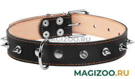 Ошейник кожаный для собак двойной с шипами черный 35 мм 48 – 63 см Collar (1 шт)
