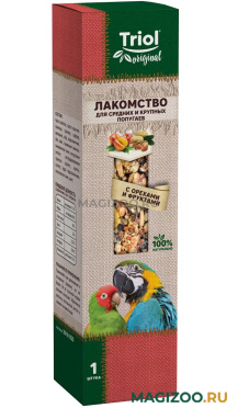 TRIOL ORIGINAL лакомство для крупных и средних и попугаев с орехами и фруктами палочка (1 шт)